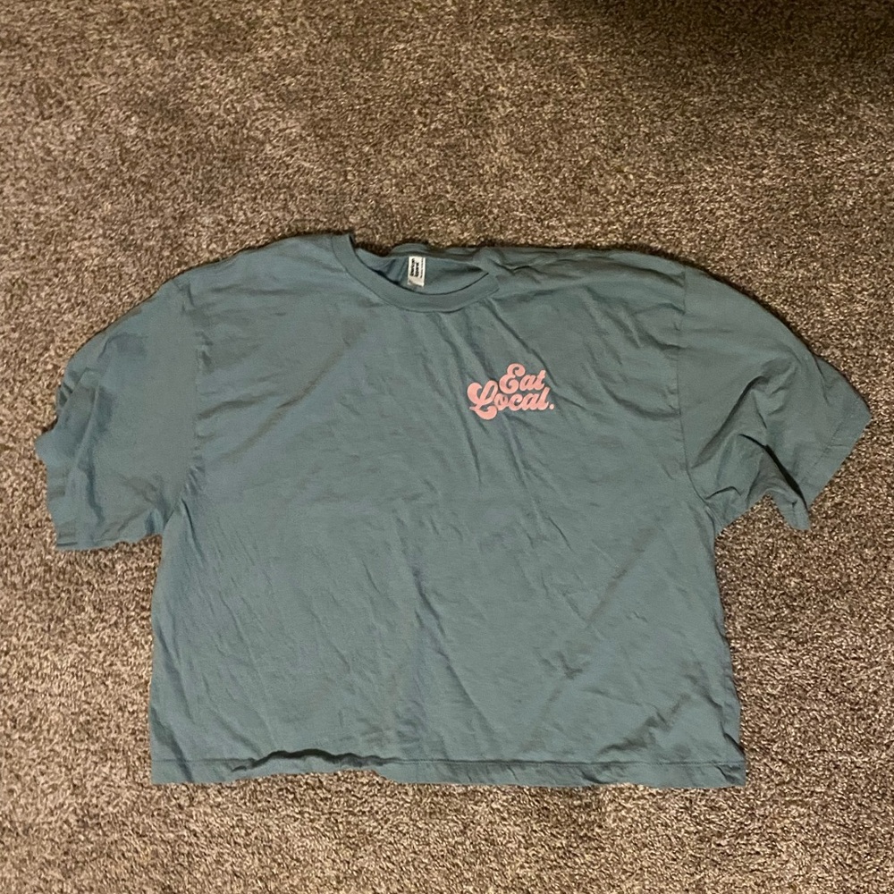 Latched Mama NWOT Teal Crop Top with Pink Print